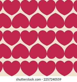Seamless Heart vector pattern. Semicircle curve pattern. Abstract vector. Seamless background. Simplicity. Backdrop. Gift wrap. Postcard. Romantic. Valentine day. Multicolour.Viva magenta colour