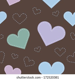 Seamless hearts background. brown-purple-blue. Vector eps10