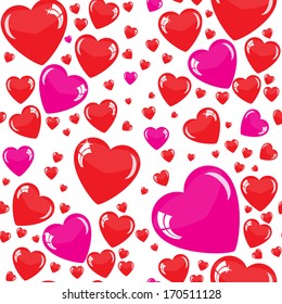 Seamless hearts background on the white phone