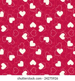 Seamless hearts background. Vector illustration. Consists of four separate seamless parts.