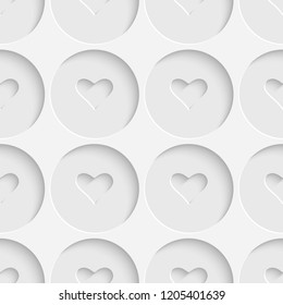 Seamless Hearts Background. Vector White Pattern. Monochrome Regular Texture