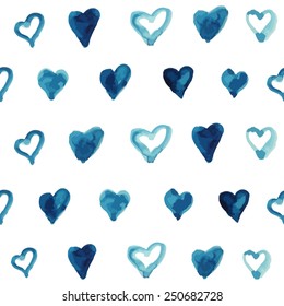 Seamless hearts background watercolor. Happy Valentine's Day. Vector