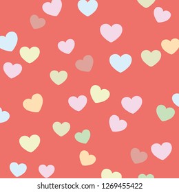 Seamless Hearts Coral Background Two-Tone Vector Pattern