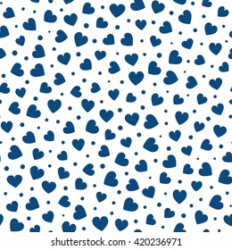 Seamless hearts and dots pattern. Vector repeating texture.