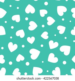 Seamless hearts and dots pattern. Vector repeating texture.
