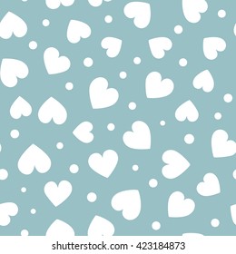 Seamless hearts and dots pattern. Vector repeating texture.