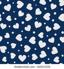 Seamless hearts and dots pattern. Vector repeating texture.
