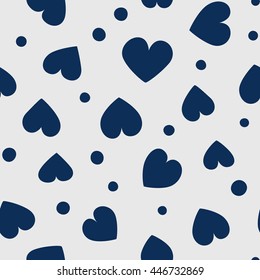 Seamless hearts and dots pattern. Vector repeating texture.