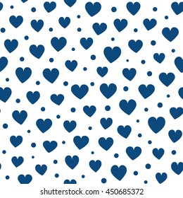 Seamless hearts and dots pattern. Vector repeating texture.