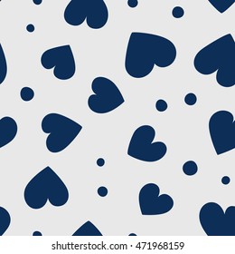 Seamless hearts and dots pattern. Vector repeating texture.