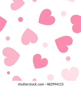 Seamless hearts and dots pattern. Vector repeating texture. Perfect for printing on fabric or paper.