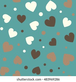 Seamless hearts and dots pattern. Vector repeating texture. Perfect for printing on fabric or paper.
