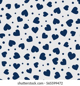 Seamless hearts and dots pattern. Vector repeating texture.