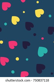 Seamless hearts and dots pattern. Vector repeating texture. Perfect for printing on fabric or paper.
