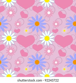 Seamless hearts and flowers