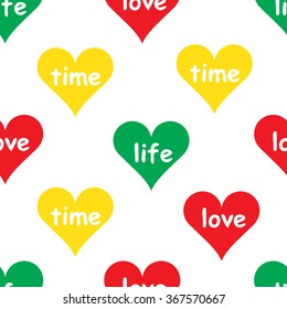 Seamless hearts with inscriptions