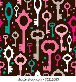 Seamless hearts and key pattern illustration background in vector