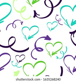 Seamless hearts light background. Abstract icons background.  Vector seamless pattern. Print for banners, posters, t-shirts and textiles.