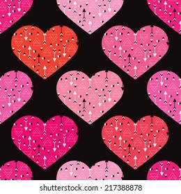Seamless hearts love wedding patchwork texture background pattern in vector