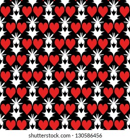 Seamless of hearts on black background - vector illustration.You can use it to fill your own background.