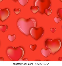 Plano de fundo padrão de corações sem costura, Feliz Valentines Day Design, ilustração do vetor do amor