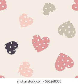 Seamless Hearts Pattern Beige Background Vector Stock Vector (Royalty