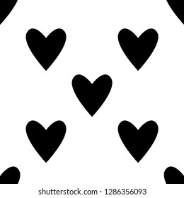 Seamless hearts pattern in black and white. Valentine's day tile background. Romantic vector pattern.
