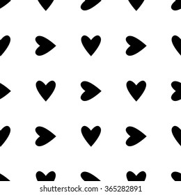Seamless hearts pattern in black and white. Valentine's day tile background. Romantic vector pattern.