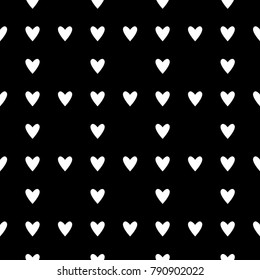 Seamless hearts pattern in black and white. Valentine's day tile background. Romantic vector pattern.
