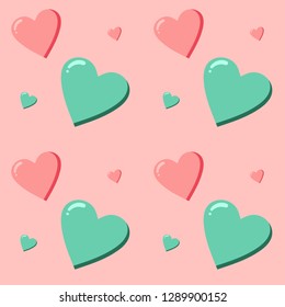 Seamless hearts pattern. Colorful design for t-shirt, dress, cloths. Valentine's Day. Vector illustration EPS 10 file. 