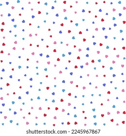 Seamless Hearts Pattern. Cute baby vector background with small hearts, kids girly print, 14 february Valentine backdrop	