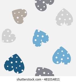 Seamless hearts pattern with gray background. Vector repeating texture. Perfect for printing on fabric or paper.