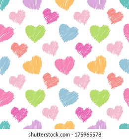 Seamless hearts pattern. Hand drawn.