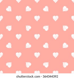 Seamless hearts pattern. Hand drawn background. Valentine or wedding design.