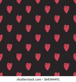 Seamless hearts pattern. Hand drawn background. Valentine or wedding design.