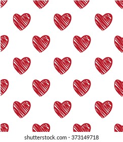Seamless hearts pattern. Hand drawn.