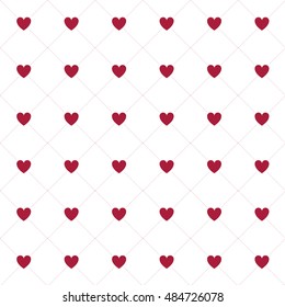 Seamless hearts pattern on white background. Vector illustration