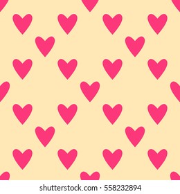 Seamless hearts pattern in pink and beige. Valentine's day tile background. Romantic vector pattern.