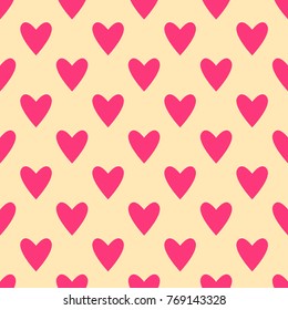 Seamless hearts pattern in pink and beige. Valentine's day tile background. Romantic vector pattern.
