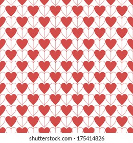 seamless heart's pattern, red vector illustration. Valentine's day