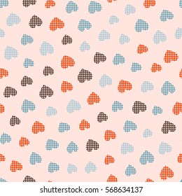 Seamless hearts pattern. Simple vector repeating texture.