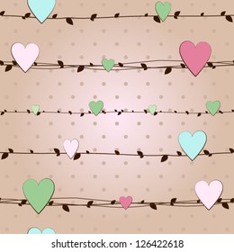 Seamless hearts pattern Spring pattern Vector illustration
