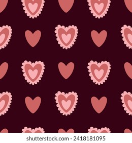 Seamless hearts pattern. For Valentine's Day. For greeting card, packaging, wrapping paper, background