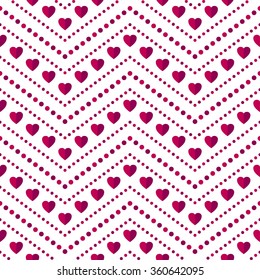Seamless hearts Pattern. Valentines day background. Abstract Background. Chains of hearts. 14 February love seamless pattern. Garlands of hearts. Geometric Pattern. Zigzag. Vector Regular Texture