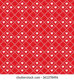 Seamless hearts Pattern. Valentines day red background. Abstract Background. Chains of hearts. 14 February love seamless pattern. Garlands of hearts. Grid. Geometric Pattern. Vector Regular Texture