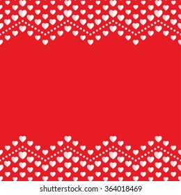 Seamless hearts Pattern. Valentines day red background. Abstract Background. Card template. 14 February love seamless pattern. Garlands of hearts. Grid. Geometric Pattern. Vector Regular Texture