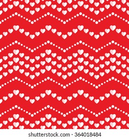 Seamless hearts Pattern. Valentines day red background. Abstract Background. Chains of hearts. 14 February love seamless pattern. Garlands of hearts. Grid. Geometric Pattern. Vector Regular Texture