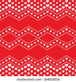 Seamless hearts Pattern. Valentines day red background. Abstract Background. Chains of hearts. 14 February love seamless pattern. Garlands of hearts. Grid. Geometric Pattern. Vector Regular Texture