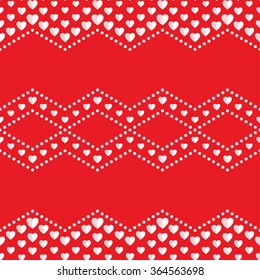 Seamless hearts Pattern. Valentines day red background. Abstract Background. Chains of hearts. 14 February love seamless pattern. Garlands of hearts. Grid. Geometric Pattern. Vector Regular Texture