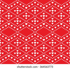 Seamless hearts Pattern. Valentines day red background. Abstract Background. Chains of hearts. 14 February love seamless pattern. Garlands of hearts. Grid. Geometric Pattern. Vector Regular Texture